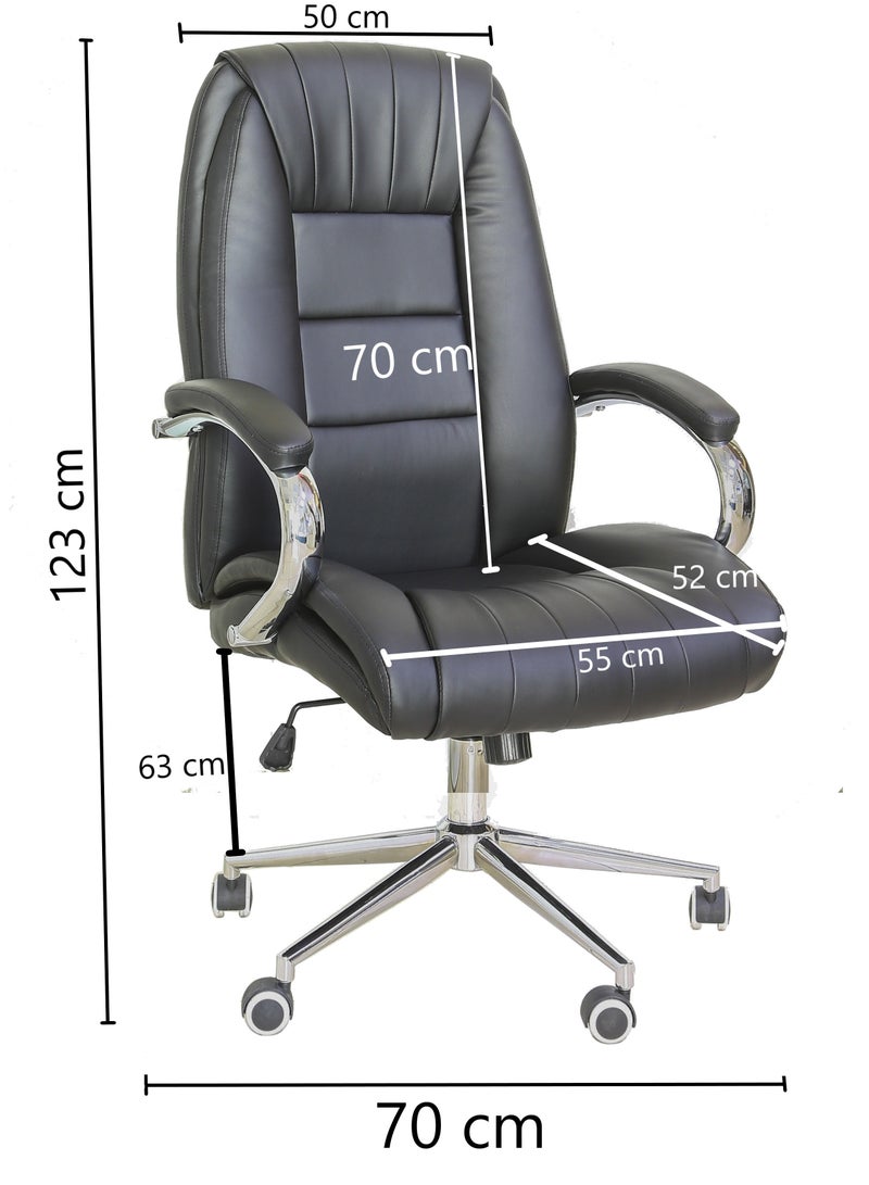 AFT Office Chair High Back Computer Desk Chair, PU Leather Adjustable Height Modern Executive Swivel Task Chair. Fundamentals Big & Tall Swivel PU Leather Soft Office and Gaming Chair, Ergonomic Office Chair with Padded Armrests and Lumbar Support (Black)Arfan  - Image 3