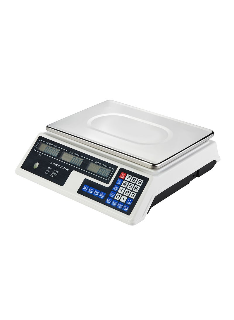 LAWAZIM - Digital Commercial Price Scale - 40kg/2g - Accurate Price Computing Scale with Tare Function, Stainless Steel Platter, and Clear Digital Display - Ideal for Retail, Butcher Shops, Kitchen, and Small Business Uses - Image 1