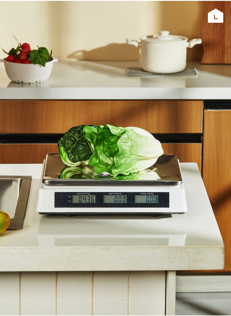 LAWAZIM - Digital Commercial Price Scale - 40kg/2g - Accurate Price Computing Scale with Tare Function, Stainless Steel Platter, and Clear Digital Display - Ideal for Retail, Butcher Shops, Kitchen, and Small Business Uses - Image 1