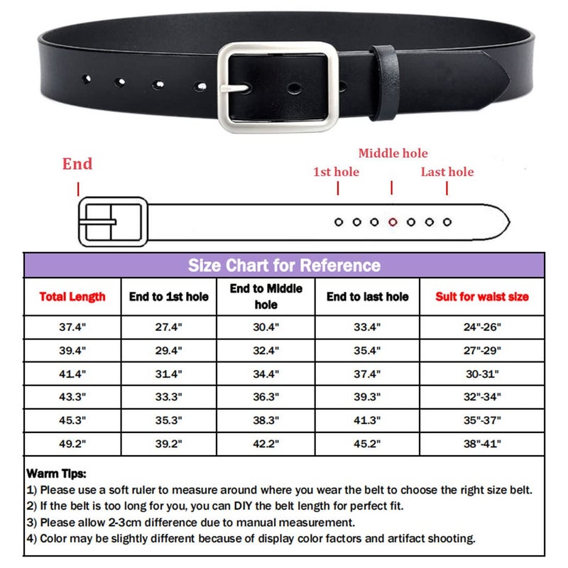 VONSELY Wide Leather Womens Belts for Jeans, Unisex Square Buckle Belts for Men and Women - Image 4