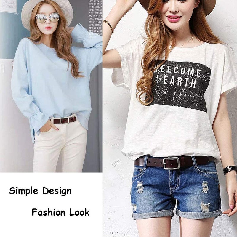 VONSELY Wide Leather Womens Belts for Jeans, Unisex Square Buckle Belts for Men and Women - Image 3