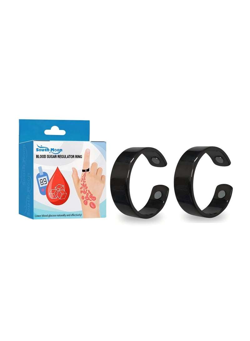 SOUTH MOON 2PACK Blood Glucose Control Ring, Blood Sugar Regulator Ring for Acupressure for Women Men Adjustable Blood Glucose Control Ring  - Image 1