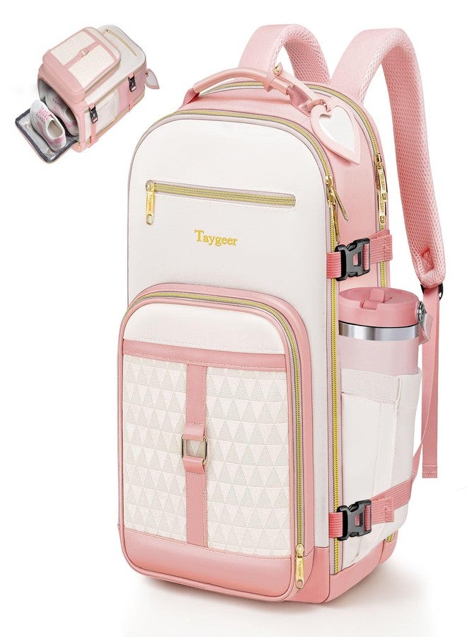 Taygeer Kids Travel Backpack for Airplane, Small Travel Backpack for Girls with Luggage Tags & Water Bottle Pocket, Underseat TSA Approved Airline Personal Item Bag for Women Teens Girls School, Pink - Image 1