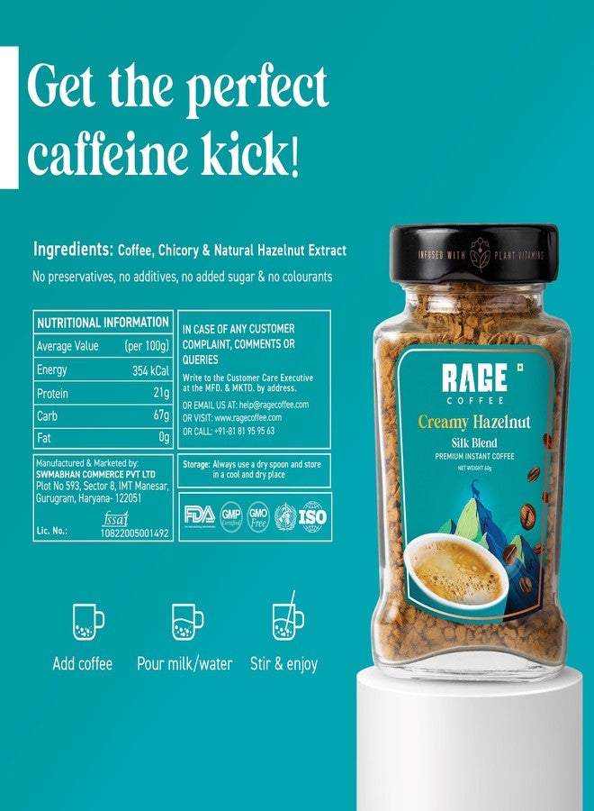 Rage Coffee Silk Blend Instant Coffee Powder | Creamy Hazelnut Silk Blend Flavoured Coffee 60 GMs | Premium, Bold & Smooth - Image 5