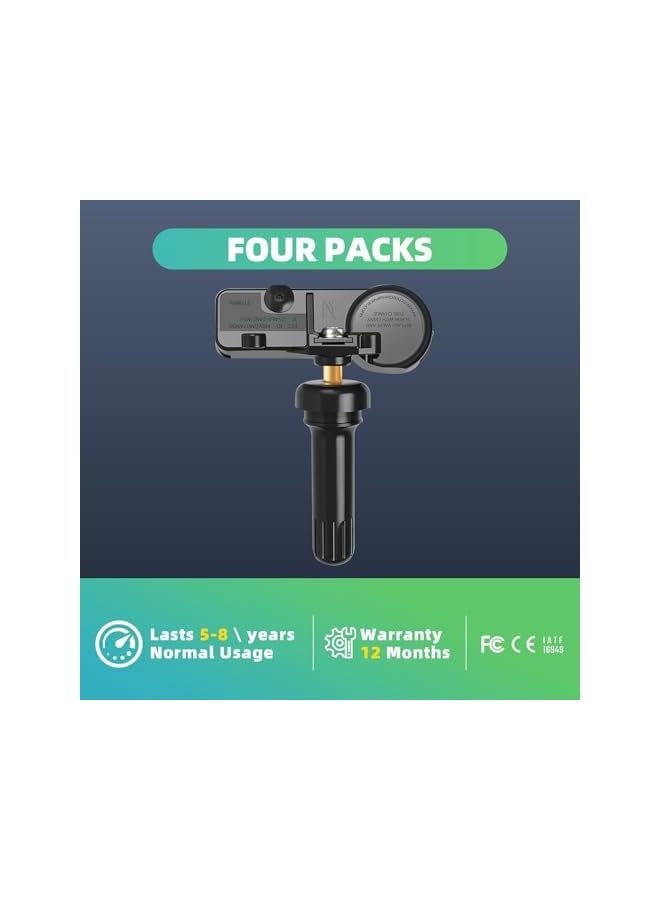 مستشعرات مراقبة ضغط الإطارات، مجموعة من 4 قطع من مستشعرات مراقبة ضغط الإطارات، متوافقة مع Buick و Cadillac و Chevrolet و GMC و Pontiac و Saturn. أرقام القطع: 13581558 و 13586335 و 13598771 و 13598772. - Image 2