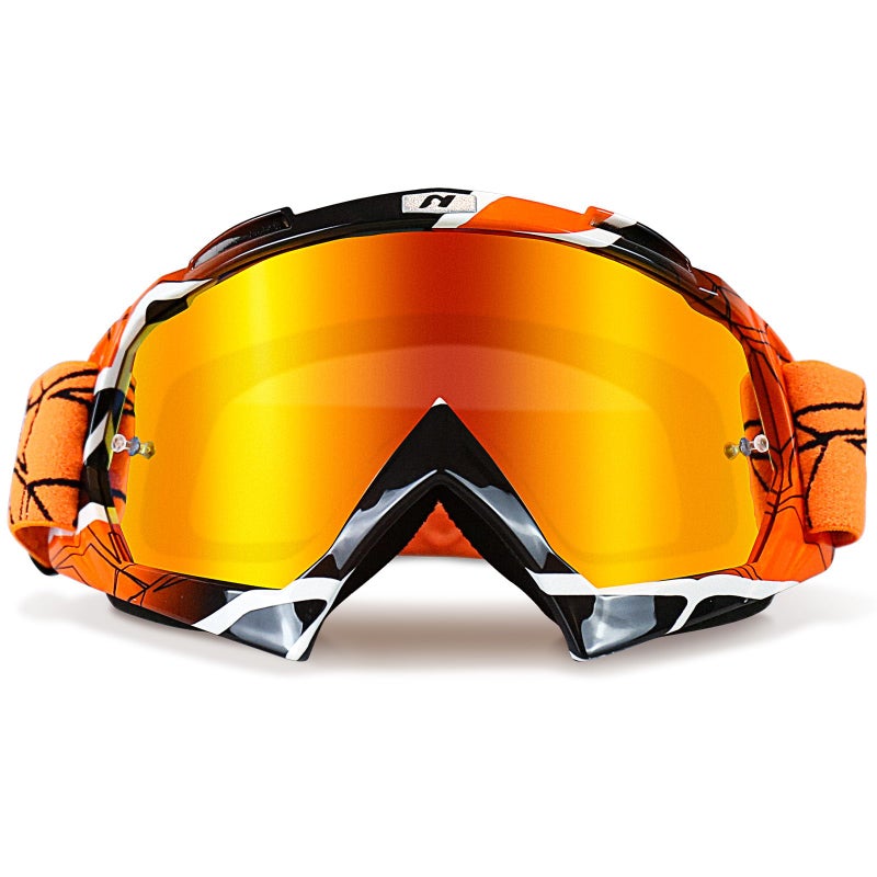 NENKI Dirt Bike Goggles  Adult Motocross MX MTB Goggles with Anti Fog UV Protection Orange Lens for Men  Women