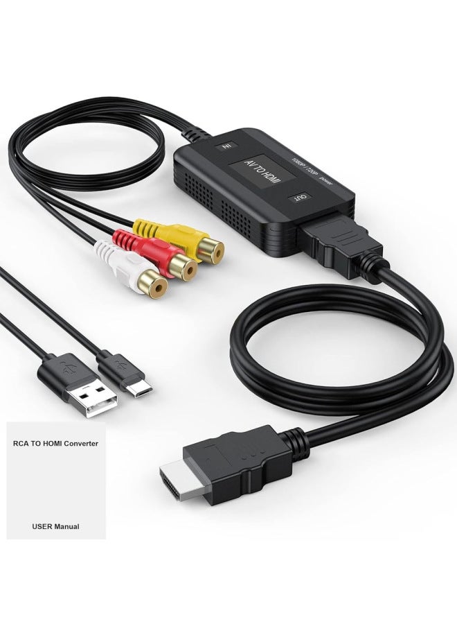 1080p Av To Hdmi Video Converter Rca Three-lantern Monitoring Game Box Tv Adapter Cable Digital Computer Transmission Line-Color:【AV Mother】 Host + USB +1 M HDMI Line - Image 1