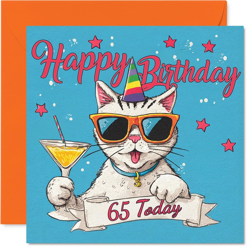Stuff4 65th Birthday Cards for Men Women - Meowgical Day - Happy Birthday Card for 65 Year Old Man Woman Nanny Wife Grandma Aunt  5.7 Inch Bday Greeting Cards - Image 1