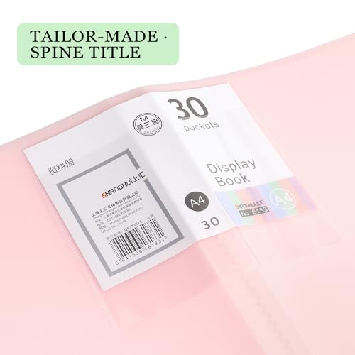 Tamaki Binder with Plastic Sleeves, Portfolio Folder with Clear Sheet Protectors, Display 60 Pages Book, Presentation Book for Artwork, Document Organizer, 1 Pack (Pink) - Image 4