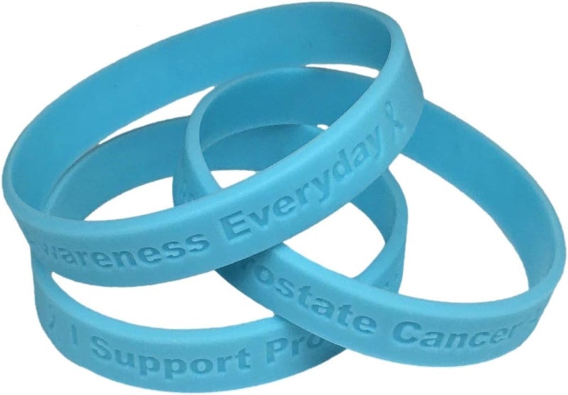 JW 5 Light Blue Prostate Cancer Awareness "I Support Prostate Cancer Awareness Everyday" - 100% Medical Grade Silicone Bracelets (5 Bracelets) - Image 1