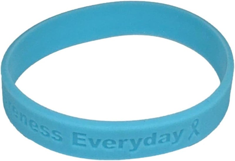 JW 5 Light Blue Prostate Cancer Awareness "I Support Prostate Cancer Awareness Everyday" - 100% Medical Grade Silicone Bracelets (5 Bracelets) - Image 2