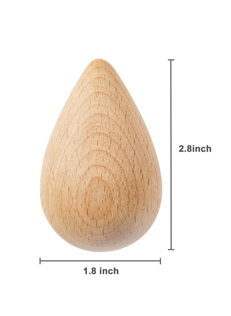 خطافات خشبية على شكل قطرات ماء جميلة، خطافات حائط خشبية ديكورية لتعليق القبعات، والمعاطف والمزيد! خطافات مصنوعة من الخشب الطبيعي الصلب، كل مجموعة تتضمن 4 خطافات حائط ومواد تثبيت. - Image 4