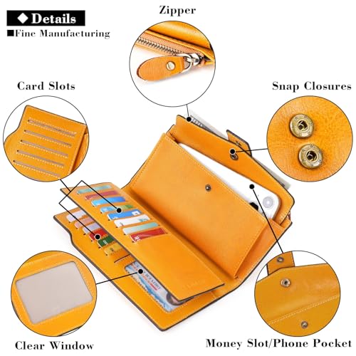SENDEFN محفظة جلدية نسائية من SENDEFN مع تقنية حجب RFID، حافظة بطاقات، حقيبة يد للسيدات مع جيب بسحاب - Image 5