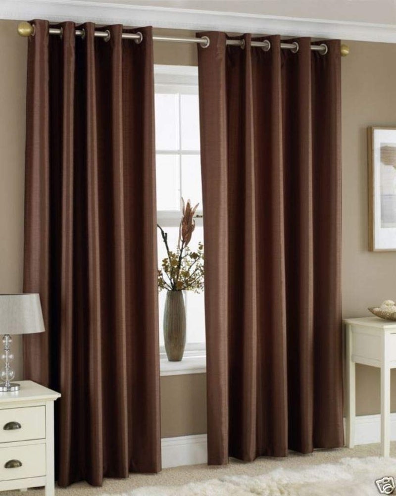 Homefab India Royal Silky Grommet Door Curtain 7 feet Coffee 2 Piece