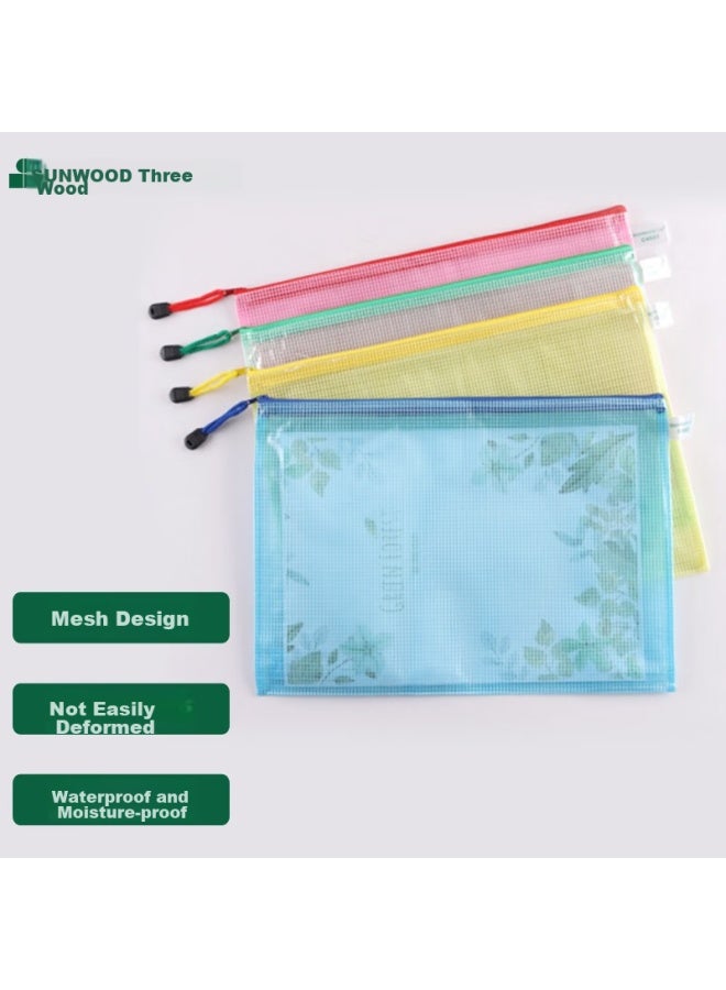 Sunwood A4 Grid Zipper Pouch/Document Folder, Pack Of 10, Blue, C4527 - Image 1