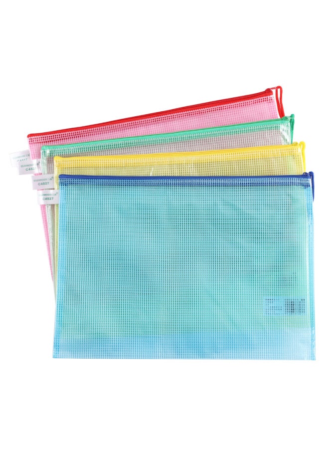 Sunwood A4 Grid Zipper Pouch/Document Folder, Pack Of 10, Blue, C4527 - Image 2