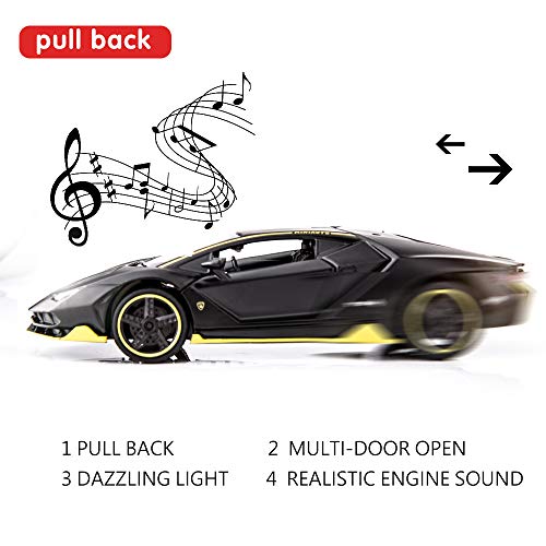 BDTCTK 1:32 Lambo LP770 Car Model Toy Child Sound and Light Pull Back Car Zinc Alloy Toys for Kids Boy Girl Gift (Black) - Image 3