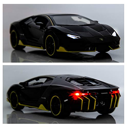 BDTCTK 1:32 Lambo LP770 Car Model Toy Child Sound and Light Pull Back Car Zinc Alloy Toys for Kids Boy Girl Gift (Black) - Image 4