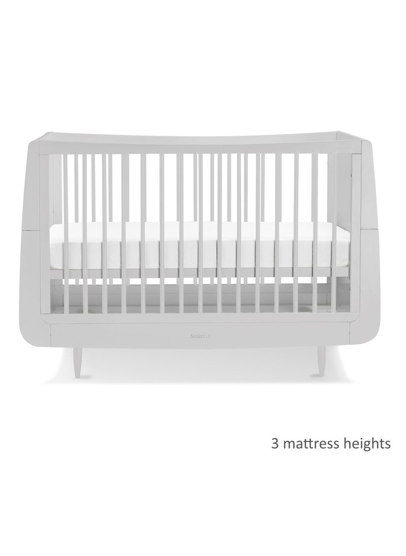 Snuz - Kot Skandi Cot Bed For Infant And Baby, Modern And Minimal Style, Easly Convert To Toddler Bed , Made of Sustainably Sourced Wood , From 0 To 10 Years, Dimensions W72 X L133Cm X H89Cm - Haze Grey - Image 1