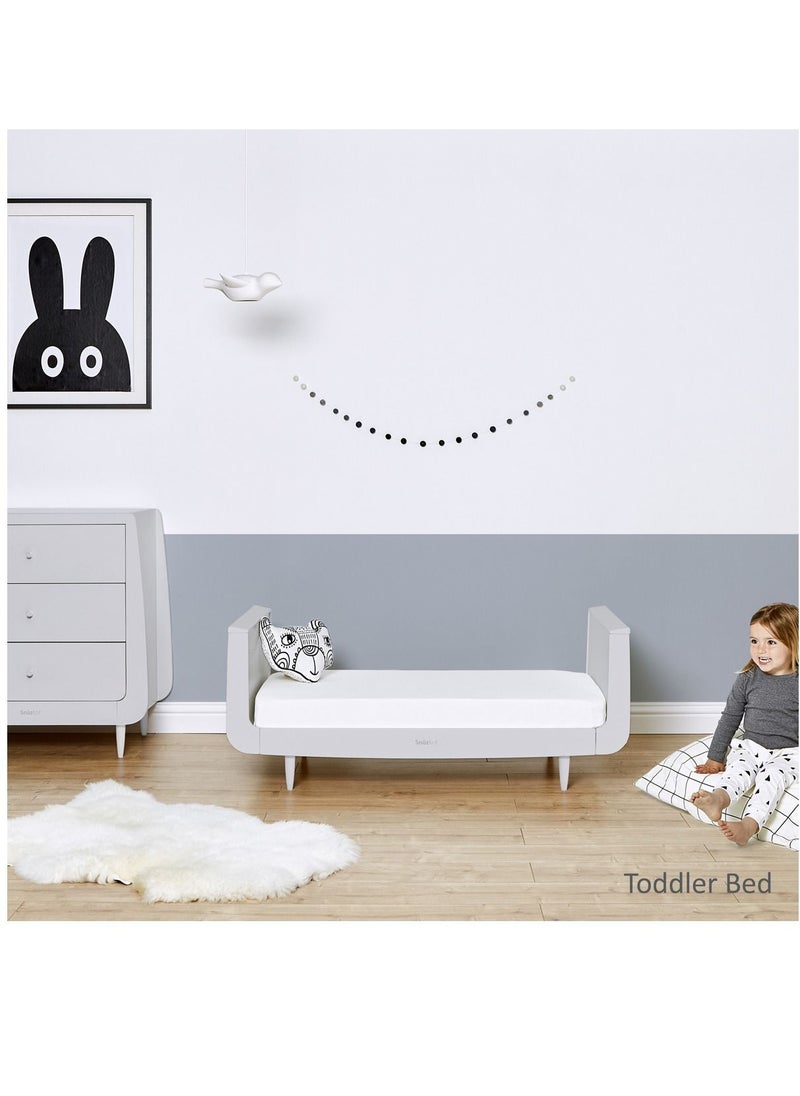 Snuz - Kot Skandi Cot Bed For Infant And Baby, Modern And Minimal Style, Easly Convert To Toddler Bed , Made of Sustainably Sourced Wood , From 0 To 10 Years, Dimensions W72 X L133Cm X H89Cm - Haze Grey - Image 1