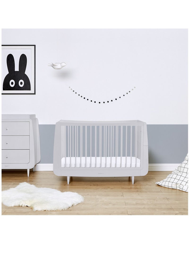 Snuz - Kot Skandi Cot Bed For Infant And Baby, Modern And Minimal Style, Easly Convert To Toddler Bed , Made of Sustainably Sourced Wood , From 0 To 10 Years, Dimensions W72 X L133Cm X H89Cm - Haze Grey - Image 1