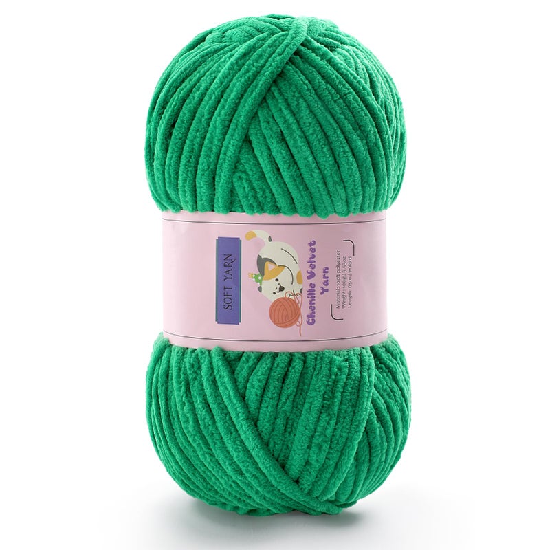 Mooaske Chunky Yarn for Crocheting - Chenille Yarn for Knitting - Bulky Blanket Yarns for Crocheting Blankets Amigurumi Craft Hat Shoes, Plush Fluffy Soft Yarns 71 yds/3.5 oz Each Skein(Fruit Green) - Image 1