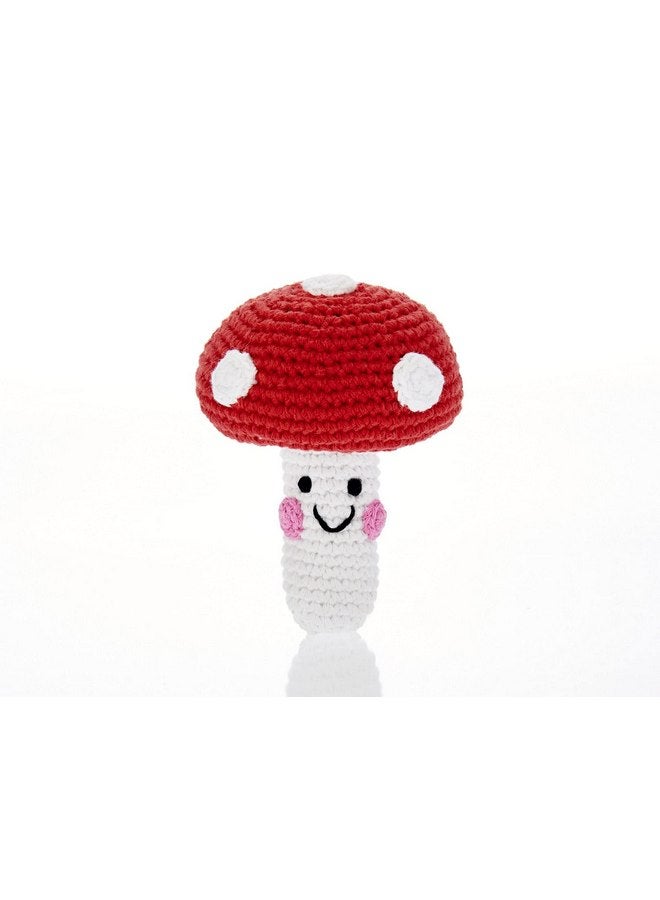 Pebble 200-005CR Fair Trade Handmade Crochet Cotton Red Toadstool Rattle 1 count - Image 1
