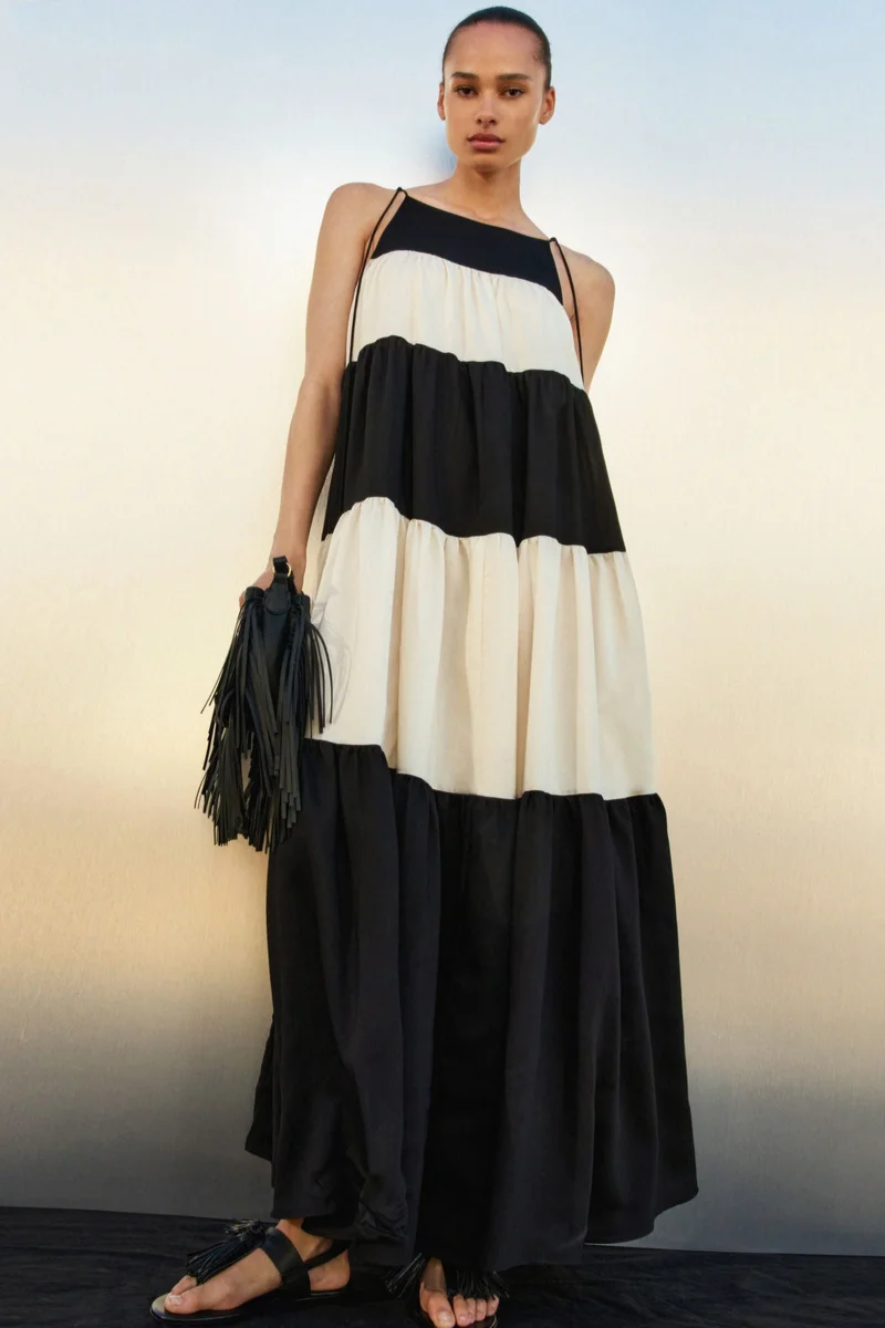 H&M Tiered tie-strap dress
