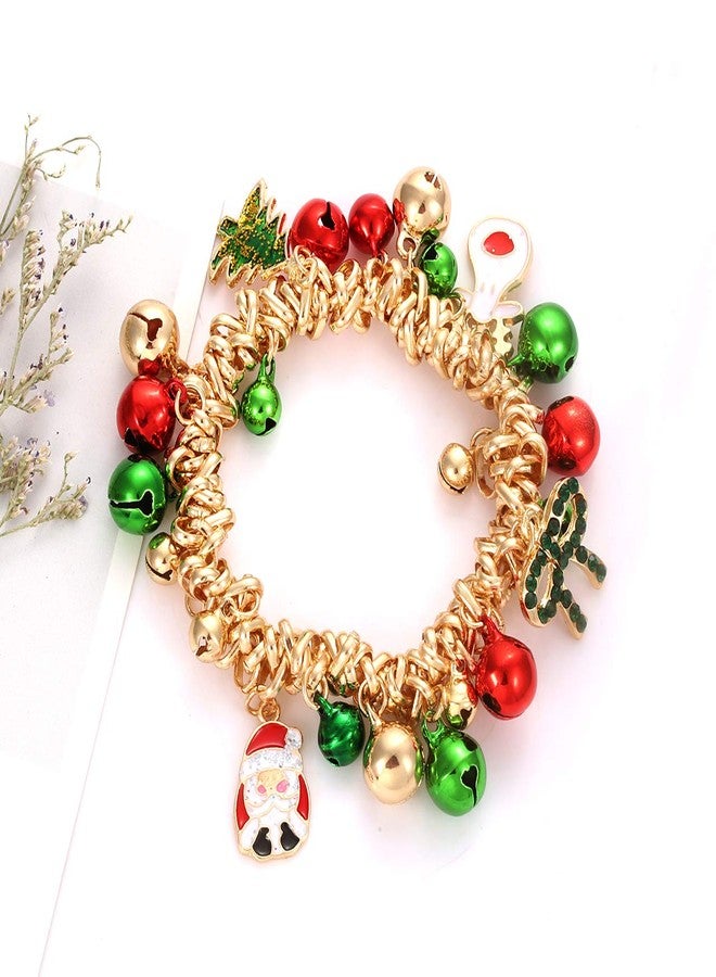 PHALIN Christmas Bracelets Set X-Mas Jingle Bells Charm Bracelets for Women Beaded Stretch Bracelet (Style B) - Image 4