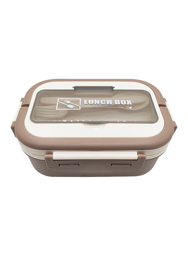 Noon East Lunch Box, 1650ml, Portable, Leak Proof wity Clips Lock, Handle and Cutlery Set - Beige  - Image 1