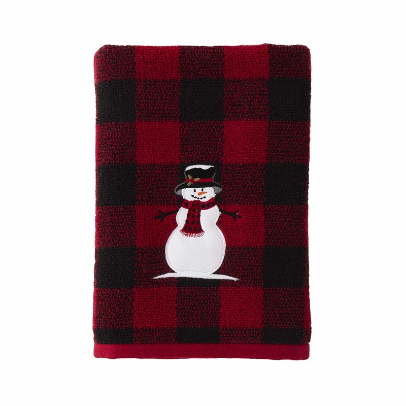 SKL Home Christmas/Gift Woodland Winter Snowman Bath Towel, Red - Image 1
