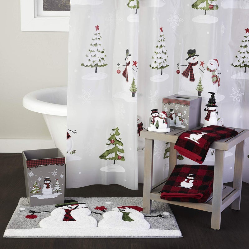 SKL Home Christmas/Gift Woodland Winter Snowman Bath Towel, Red - Image 5