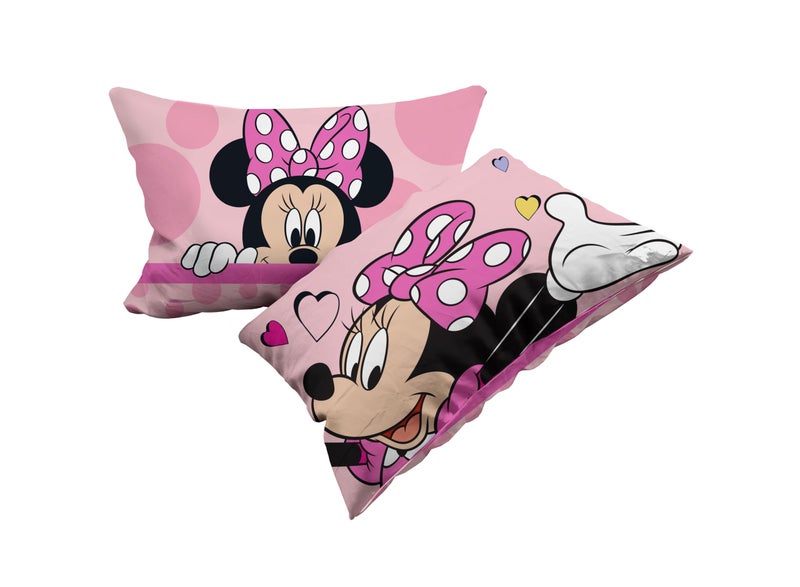 Minnie Mouse Set of 2 Cotton Pillowcases Pair of Pillow Cases for Bed Pillows 2 Pieces 100 Cotton 50 x 80 cm Envelope Closure