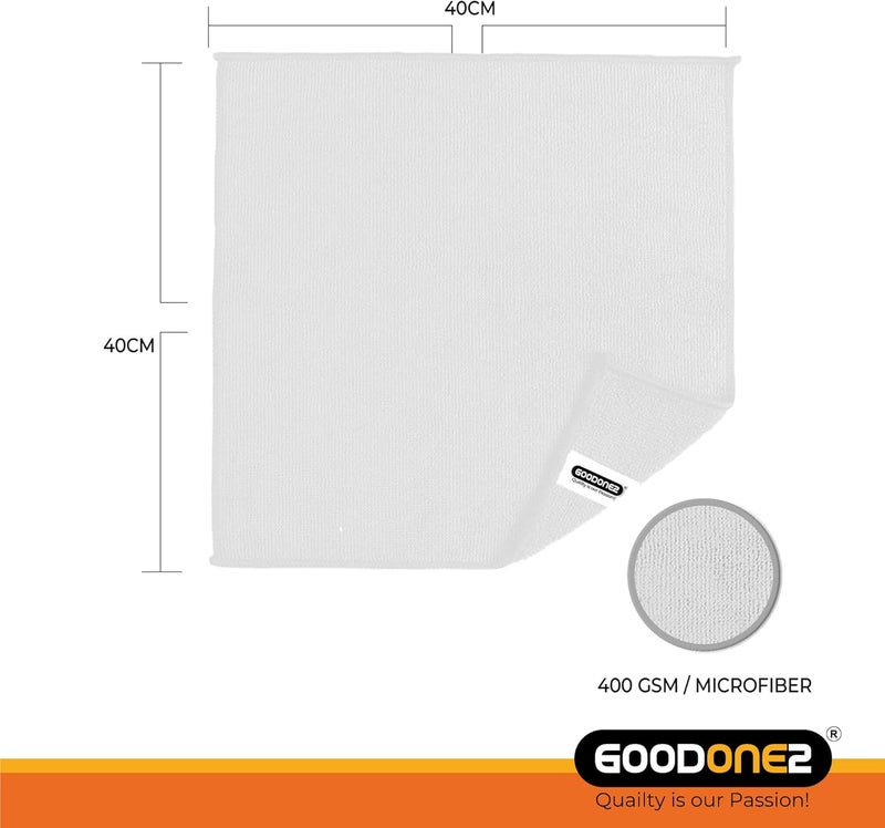 GOODONE2 12 Pack Microfiber Cleaning Cloth | Size 40x40cm | Thickness 400gsm | All Purpose Microfiber Towels - Clean, Dust, Polish, Scrub, Absorbent (White 12 Pack) - Image 5