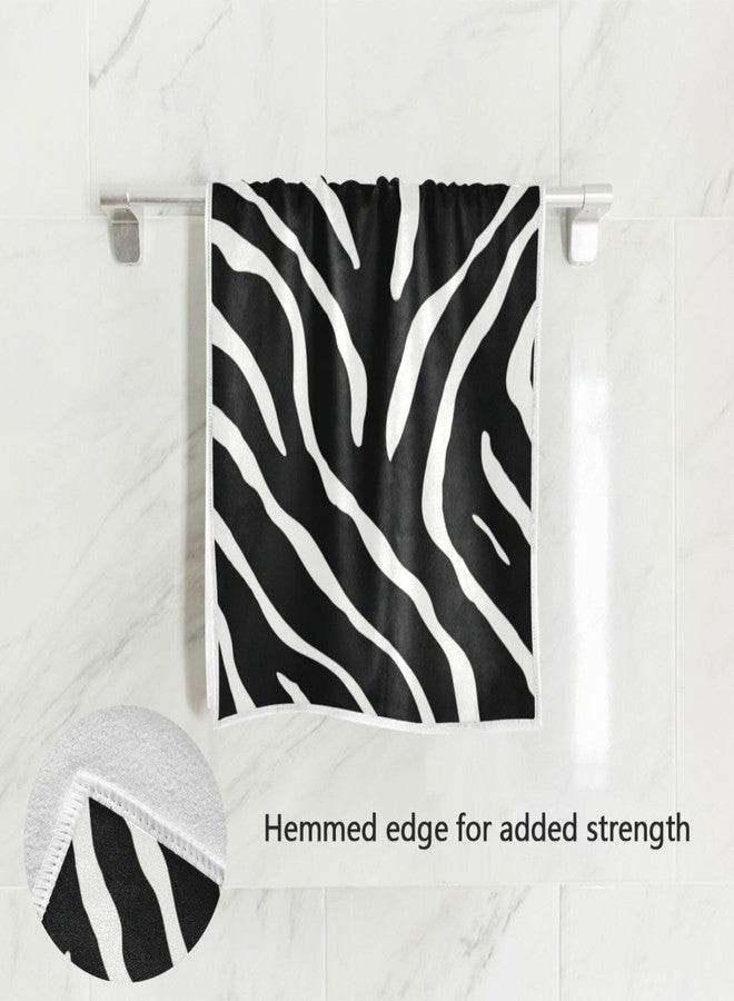 Vdsrup Zebra Print Hand Towels Black White Striped Animal Face Towel Soft Thin Guest Towel Portable Kitchen Tea Towels Dish Washcloths Bath Decorations Housewarming Gifts 16 X 30 in - Image 2