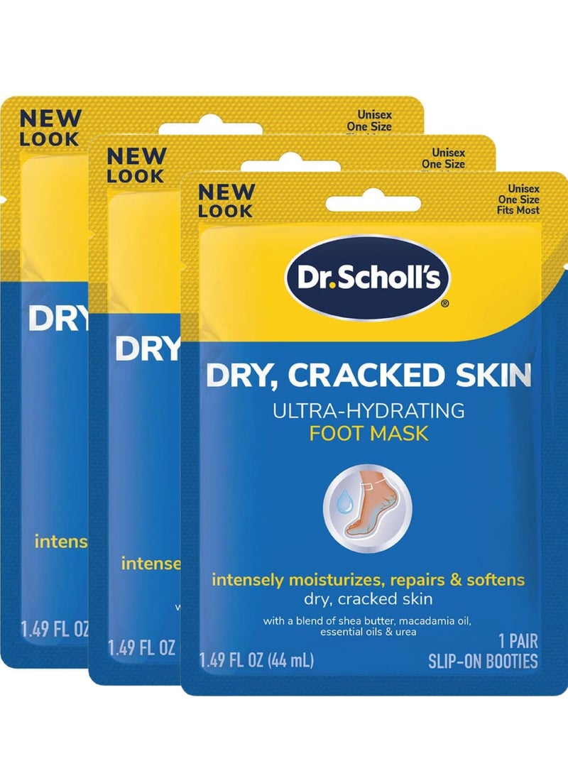 Dr. Scholl's (Pack of 3) Dry-Cracked Skin Ultra-Hydrating Foot Mask, 3 Pair each 1.49 fl.oz  - Image 1