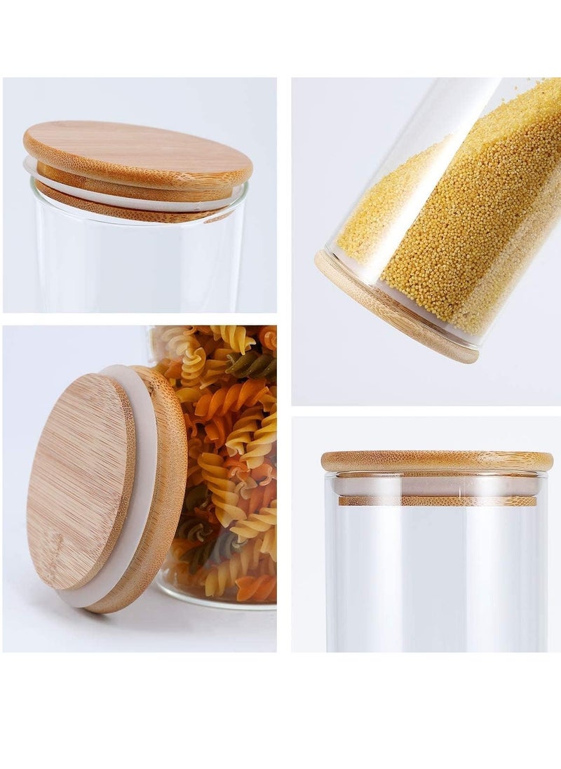 Homesmiths Honey Bee 1.25 Liter Multipurpose Airtight Tall Round Glass with Bamboo Lid For Kitchen & Pantry  - Image 4