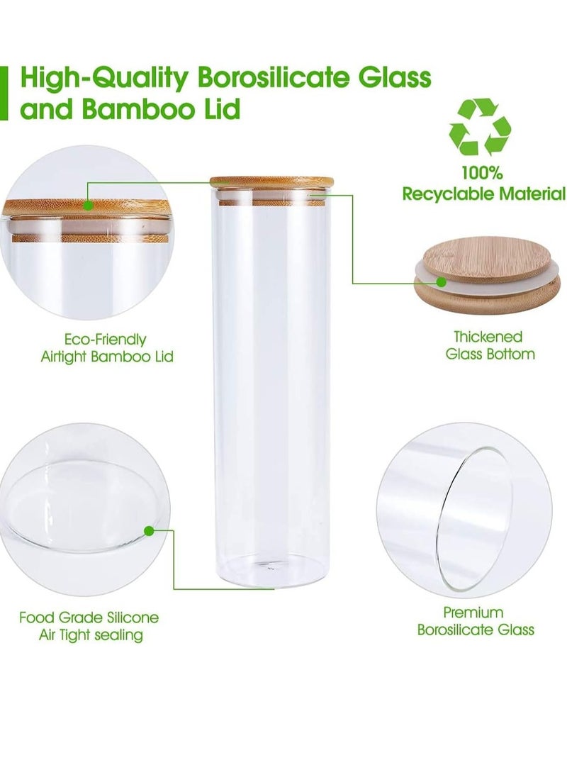 Homesmiths Honey Bee 1.25 Liter Multipurpose Airtight Tall Round Glass with Bamboo Lid For Kitchen & Pantry  - Image 5