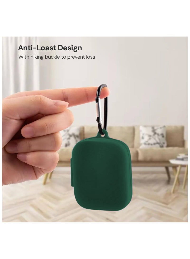 O Ozone Silicone Case For OnePlus Buds 3 Case with Keychain, Soft Silicone Full-Body Shockproof Protective Skin Headphone Cover for Men Women- Dark green  - Image 5