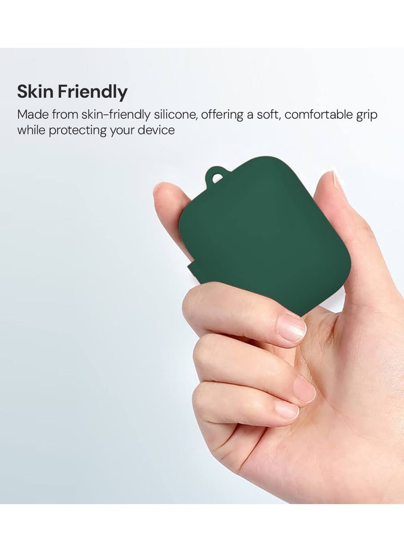 O Ozone Silicone Case For OnePlus Buds 3 Case with Keychain, Soft Silicone Full-Body Shockproof Protective Skin Headphone Cover for Men Women- Dark green  - Image 4