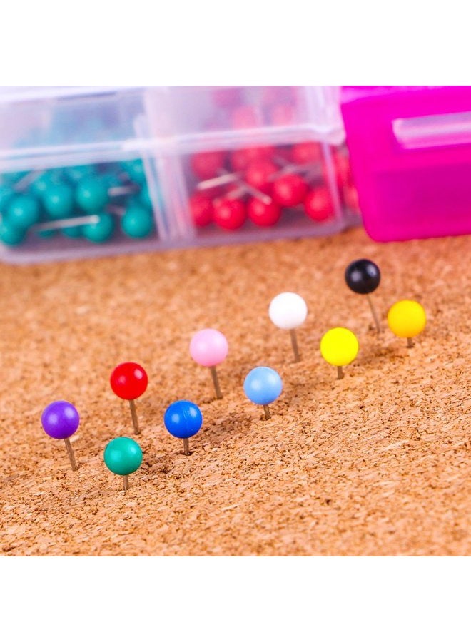 Yalis Push Pins 600-count Map Tacks Marking Pins 1/8-Inch Plastic Beads Head, 10 Assorted Colors - Image 5