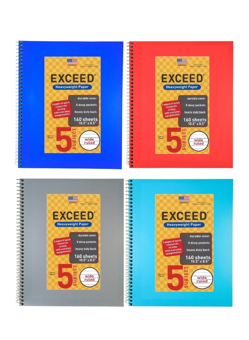 Exceed 4-Piece Single Line Notebook With 5 Divisions Multicolour - Image 1