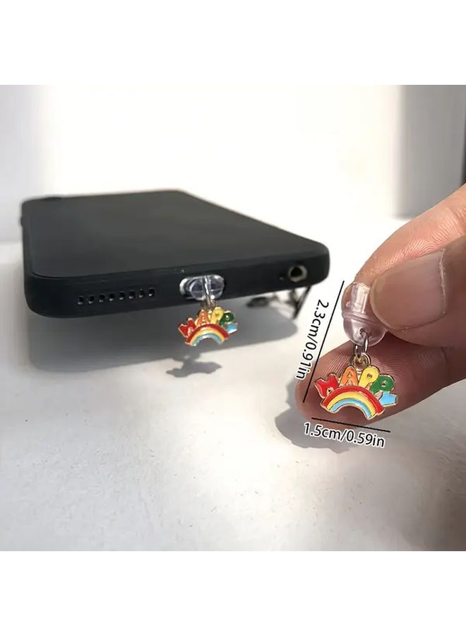 1 New Happy Rainbow Phone Dust Plug Multi Purpose Protector For iPhone 6 To 14 Pro Max - Image 2