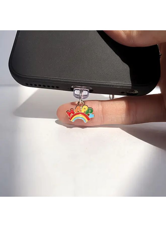 1 New Happy Rainbow Phone Dust Plug Multi Purpose Protector For iPhone 6 To 14 Pro Max - Image 5