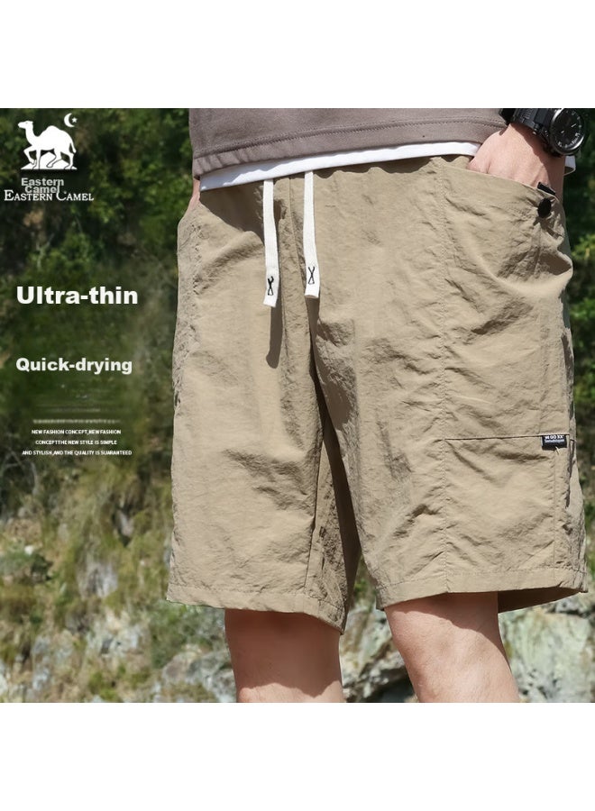 Eastern Camel Men's Shorts, Summer Lightweight Breathable Ice-cool Outdoor Sports Quick-dry Beach Shorts, Five-point Pants For Men, Khaki, 2XL - Image 1