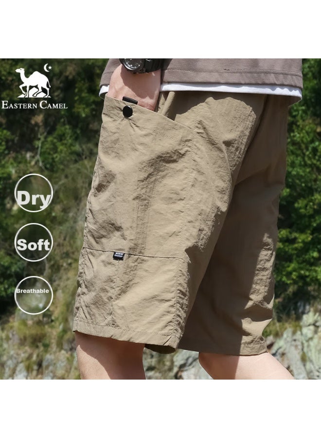 Eastern Camel Men's Shorts, Summer Lightweight Breathable Ice-cool Outdoor Sports Quick-dry Beach Shorts, Five-point Pants For Men, Khaki, 2XL - Image 2