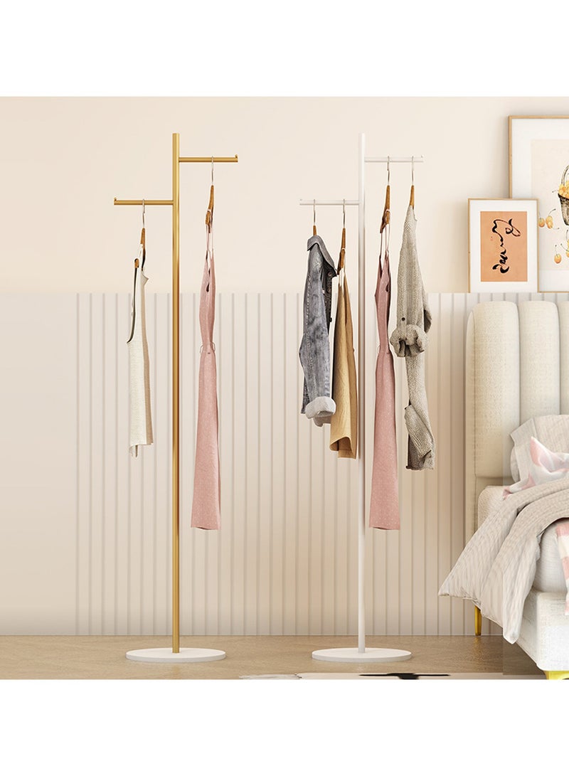 YQbest Metal Coat Rack Freestanding with Natural Marble Base 167cm Entryway Coats Hanger Stand with 3 Hooks, Home Bedroom Hotel Hall Tree for Coats, Hats, Scarves, Clothes, and Handbags White  - Image 4
