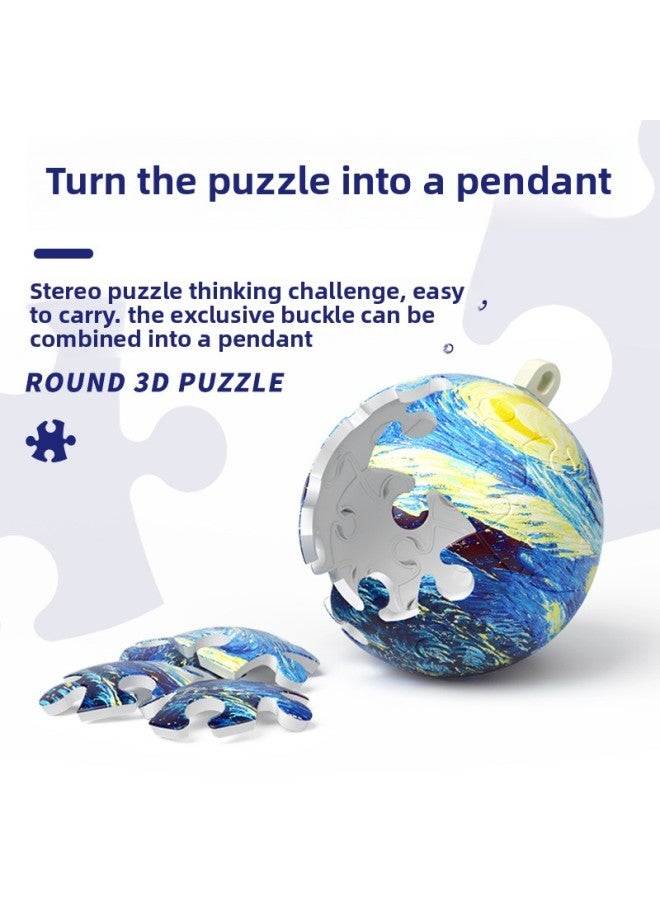 لغز كروي ثلاثي الأبعاد لبنات البناء لعبة كرة القدم الأرضية وكرة السلة الشخصية الإبداعية سلسلة المفاتيح قلادة الحلي - اللون: Fang Zi Cat 3D لغز ستيريو - Image 3