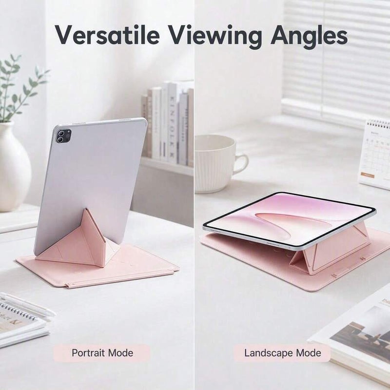 Shein 1Pc Solid Pink Geometric Folding Bracket for iPad Pro 13/11/12.9 & iPad Air 13/11 - Adjustable Multi-Angle Stand, Invisible Flip Style Tablet Cover - Image 4