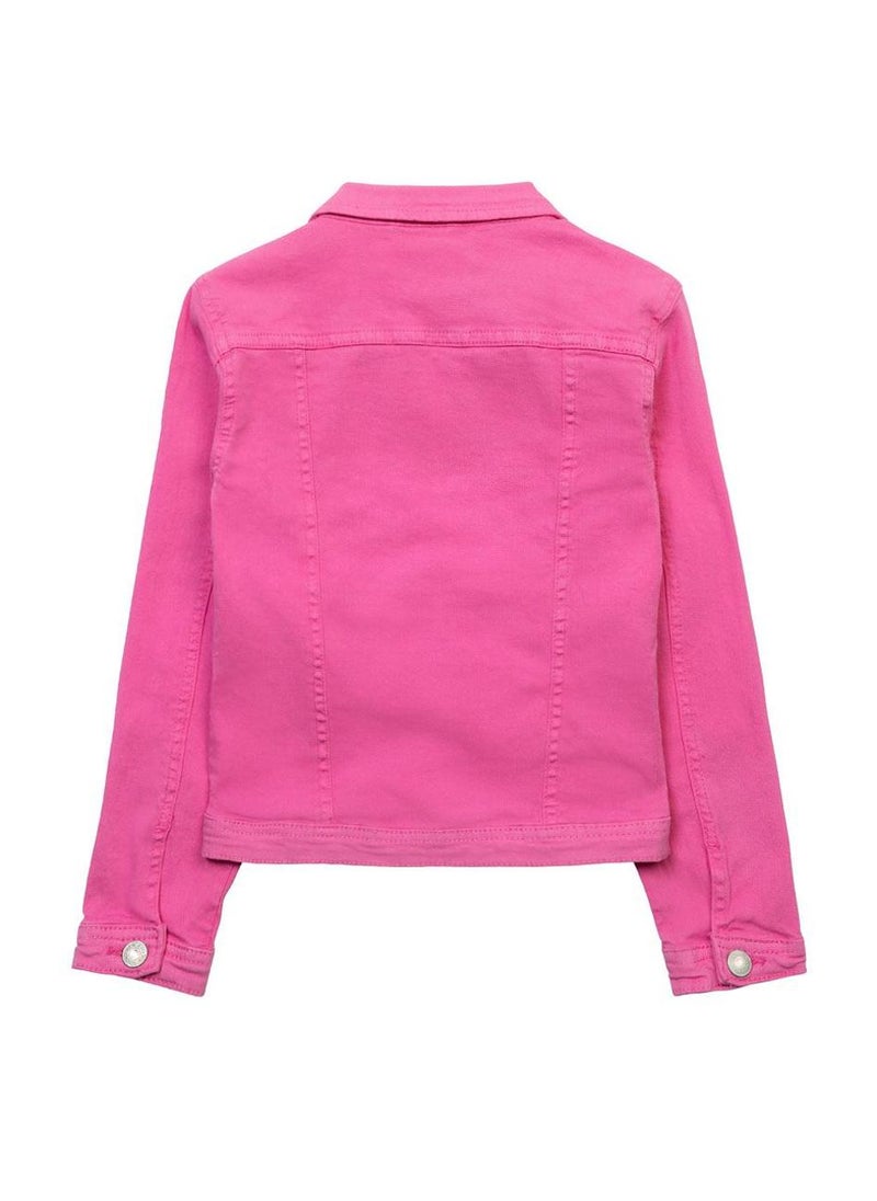 MINOTI Kids Girls Denim Jacket with Chest Pockets and Buttons  - Image 2
